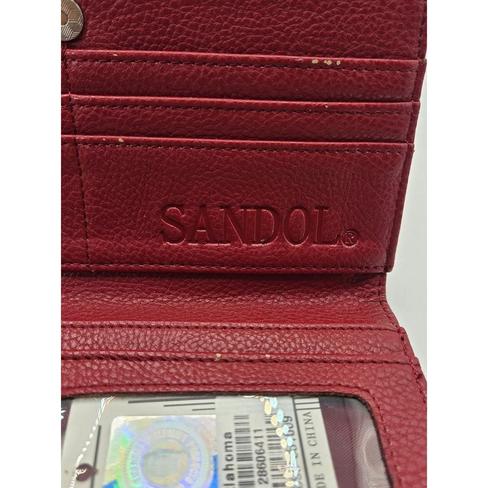 Sandol Oklahoma Sooners Crimson Red Pebbled Faux Leather Bifold Wallet NCAA